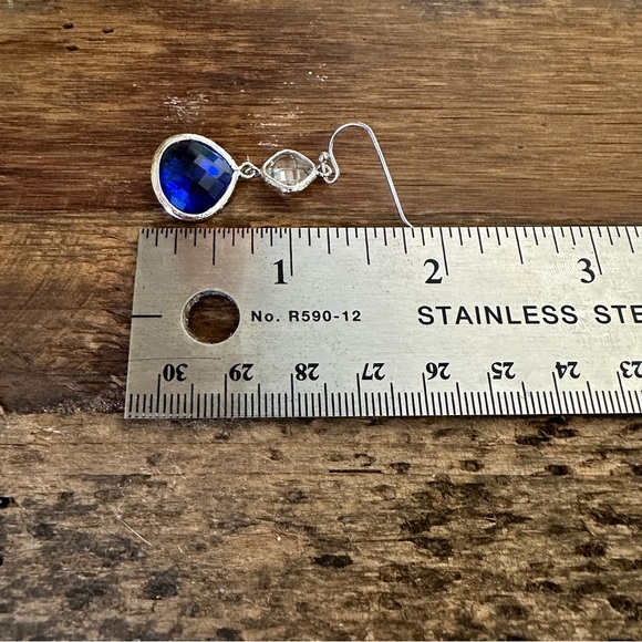 Silver Dangle Drop Crystal Earrings - Picture 4 of 6